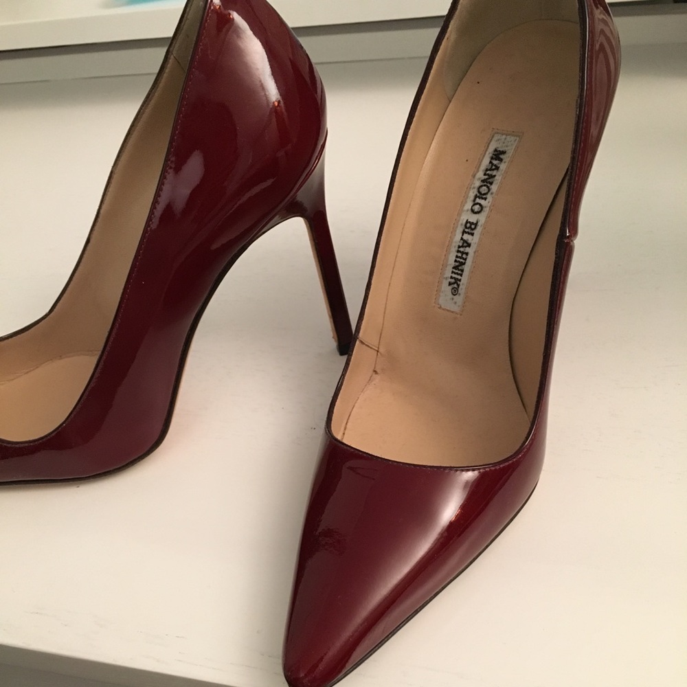 Manolo Blahnik BB Pointed Toe Shoe (Brick/burgundy